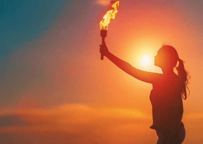 woman-torch-sun-light
